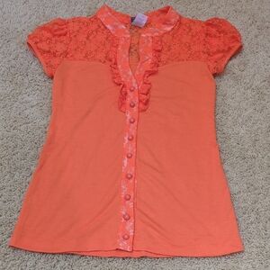 Leyva's Orange Lace Blouse